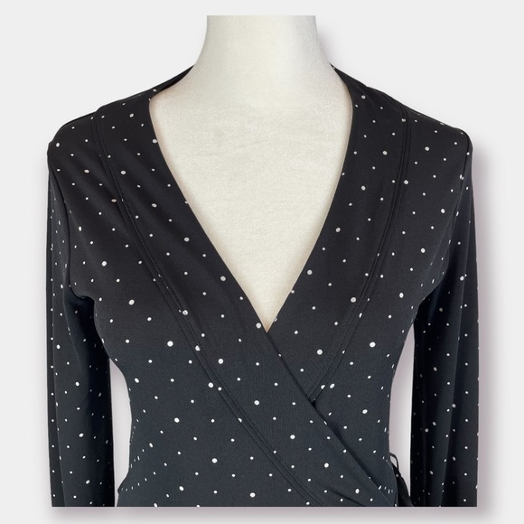 NEW Banana Republic Polka Dot Wrap Dress Black White Size Xtra Small - Picture 4 of 6